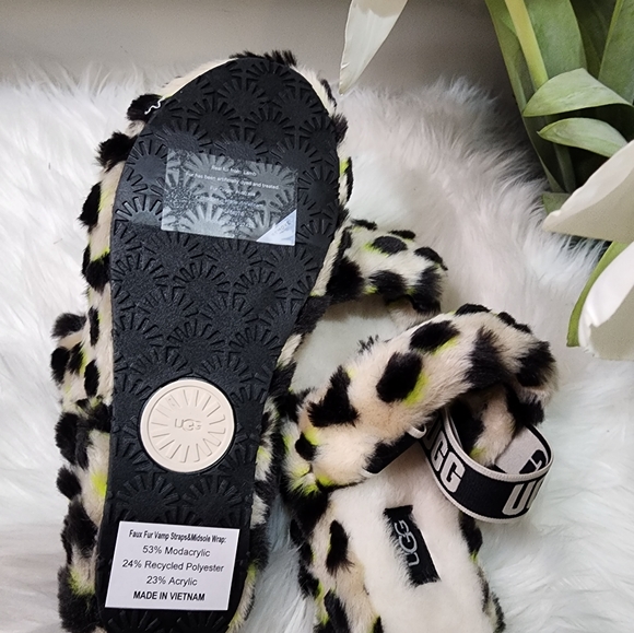 UGG Fluff Oh Yeah Slide Slippers Sandals Cheetah Leopard Print new - Picture 5 of 10